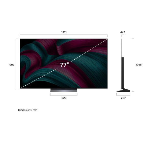 LG OLED evo AI OLED77C55LA TV Serie C5 77?? 4K, ?9 Gen8, Brightness Booster, 40W, 4 HDMI, VRR 144Hz, Smart TV WebOS 25, 195,6 cm (77?), 3840 x 2160 Pixel, OLED evo, Smart TV, Wi-Fi, Nero
